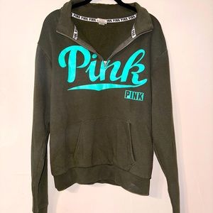 Olive green & teal PINK sweatshirt